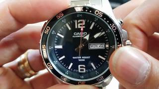 In Depth Full Review CASIO MTD1079D Diver Style Mens LED Watch Date Day 6 4 18 [upl. by Leahcimauhsoj]