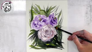 Como pintar flores con acrílico paso a paso para principiantes [upl. by Seema]