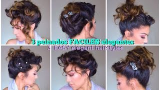 3 peinados FACILES para FIESTA  Easy Formal UPDO hairstyles tutorial short hair  auroramakeup [upl. by Safko]