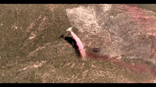 Air Tanker 72 makes retardant drop in difficult terrain [upl. by Nnayrb747]