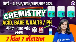 RRB ALPTECHNICIANJE RPFNTPC 2024 Chemistry by Shipra Mam  Acid Base and SaltsPH [upl. by Eillas]