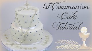 1st COMMUNION CAKE TUTORIAL  Janies Sweets [upl. by Ecirpac]