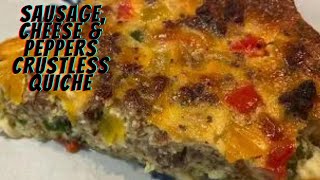 Sausage Cheese amp Pepper Crustless Quiche Recipe [upl. by Adnamahs59]