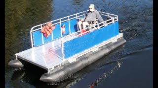 Tiny Pontoon Boats demo video for 6x11 mini pontoon boat kit [upl. by Milinda649]