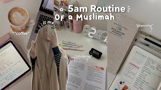 5AM ROUTINE OF A MUSLIMAH🌱  tahajjud studies Islamic books my peaceful routine☁️ [upl. by Elyr]