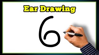 Beautiful Ear Drawing  Simple Ear Drawing  Step by Step Ear Drawing  How to Draw Ear with number [upl. by Atnad]