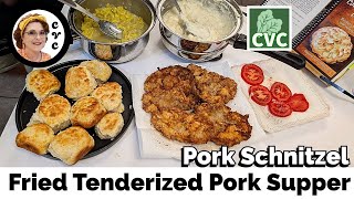 Fried tenderized cube steak homemade biscuits and gravy [upl. by Otirecul]