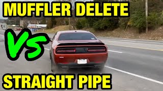 Dodge Challenger RT 57L HEMI V8 MUFFLER DELETE Vs STRAIGHT PIPE [upl. by Certie]