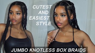 HOW TO SUPER FLAT JUMBO KNOTLESS BOX BRAIDS  EXTREMELY BEGINNER FRIENDLY [upl. by Jacquette]