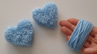 Easy Pom Pom Heart Making Idea with Fingers❤How to Make a Heart from String✔Beautiful And Easy [upl. by Werdn690]