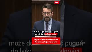 Fogiel zaatakował Hołownie Szybka reakcja marszałka hołownia fogiel sejm [upl. by Nyladnek]