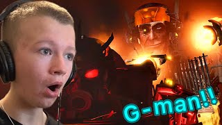 Gman is back  skibidi toilet 77 part 4 reaction [upl. by Enelez]