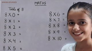 Learn Multiplication Table of 8  Table of 8  8 ka pahada  Khush Studies [upl. by Yadahs]