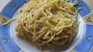 Kochen Spaghetti Carbonara mit Speck schnelle Rezepte rezept Spaghetti Carbonara Kochrezepte [upl. by Akienahs]