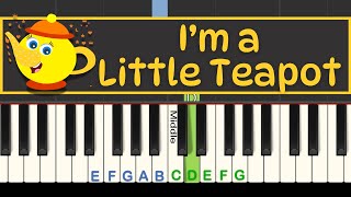 Easy Piano Playalong Tutorial Im A Little Teapot [upl. by Alonzo97]