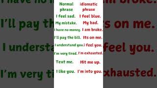 Normal Phrase Vs Idiomatic Phrase english englishgrammar idioms phrases shorts englishacademy [upl. by Ennaxor]