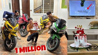 1 Million Celebration Ki 🥳 Ghr Me Heavy Bike Ki Dukan Lgwa Di 😍 [upl. by Michi]