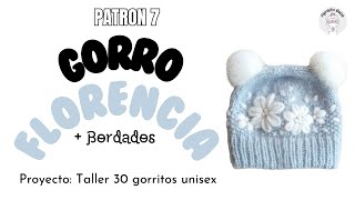 PATRON7  Gorro Florencia TALLER 30 GORROSTécnica Palitos y Bordados [upl. by Halilad]