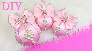 Christmas Tree Ornaments Tutorial  DIY Glam Christmas Ornaments  Girly Pink Christmas Decoration [upl. by Cesaria]