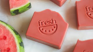 Homemade watermelon soap🍉 A natural summer soap recipe☀️ [upl. by Kannry]