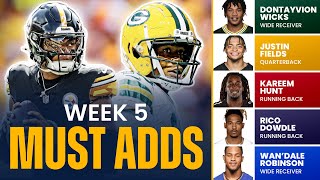 Fantasy Football Week 5 Waiver Wire Pickups  MustHave Players to Add to Your Roster 2024 [upl. by Aiekal]