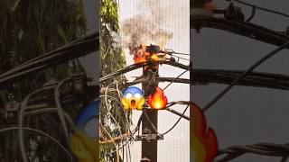 Fire in wires 😱🔥😱 fire s24ultra shortsvideo [upl. by Kcirddor707]