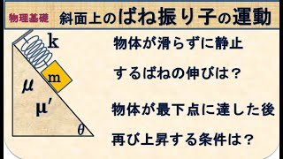 物理基礎 斜面上のばね振り子の運動 最下点に到達した後、再び上昇する条件は。 [upl. by Enyaj]