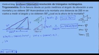 Resolución de triángulos rectángulos  trigonometría 17 Problemas topográficos [upl. by Ainiger]