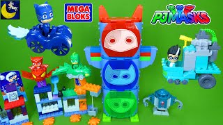 LOTS of PJ MASKS Mega Bloks Toys HQ Set Cat Boy Gekko Cars Toy Unboxing Video for Kids Toddlers [upl. by Neesay]