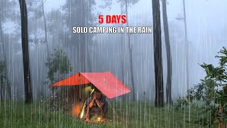 5 DAYS SOLO CAMPING HEAVY RAIN  RELAXING RAIN SOUNDS  ASMR CAMPING [upl. by Dawkins886]