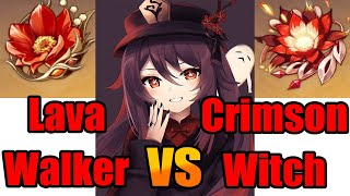 Lavawalker or Crimson Witch for Hutao Which is better Calculations pros amp cons  Genshin Impact [upl. by Zehcnas691]