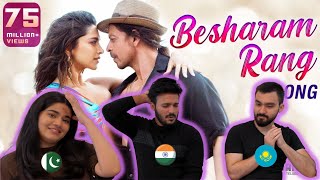 BESHARAM RANG MUSIC VIDEO REACTION  Shah Rukh Khan  Deepika Padukone  Foreigners React [upl. by Icaj]