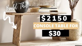 DIY 2150 Restoration Hardware Primitive Console Table for 30  DESIGN DUPE  LUXE FOR LESS [upl. by Noired]