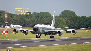 Boeing RC135V from the United States Air Force USAF 6414841 arrival at RAF Fairford RIAT 2024 [upl. by Atinas]