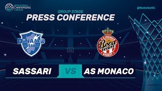 Dinamo Sassari v AS Monaco  Press Conference  Basketball Champions League [upl. by Emsmus634]