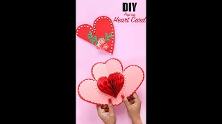 HOW TO MAKE POP UP HEART CARD  Pop up Card  3D Heart Card 1minute video [upl. by Kado]