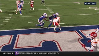 Mahomes second TD pass of day ties ChiefsBills game at 13 apiece [upl. by Aysab]