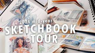 all my sketchbooks in 2024 ✦ midyear sketchbook tour art goals amp finding my art style [upl. by Amron]