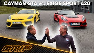 Porsche 718 Cayman GT4 vs Lotus Exige Sport 420 Final Edition 🏁🔥  GRIP [upl. by Kenyon]