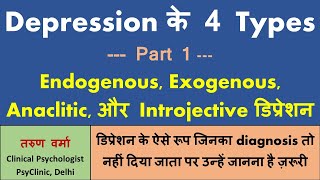 4 Types of Depression Part 1 in Hindi  डिप्रेशन के इन 4 Classic प्रकारों को जानें [upl. by Yrdua604]