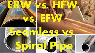 Types of Pipes ERW HFW Seamless EFW Spiral and SAW pipe [upl. by Imeaj137]