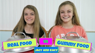 Real Food vs Gummy Food Challenge  Jacy and Kacy [upl. by Cassady]