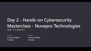 Day 2  Handson Cybersecurity Masterclass  Nuvepro Technologies [upl. by Brittnee]