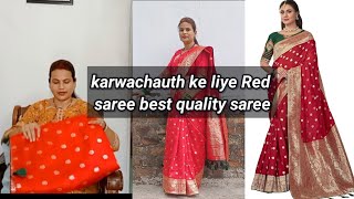 karwachauth special Red saree 😍 Amazon silk saree [upl. by Batista938]