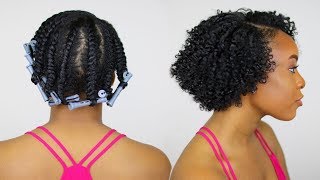 Flat Twist Out With Perm Rods on Short Natural Hair  Perfect for Heat DamagedTransitioning Hair [upl. by Thatcher]