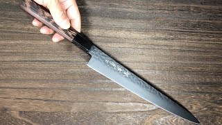 Sakai Takayuki NonStick Coating VG10 Hammered WA KUROKAGE SlicerSujihiki Knife [upl. by Otnas860]