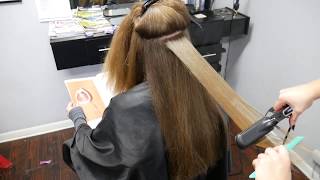 ASMR Hairstyling Straightening Long Beautiful Hair frizzy to straight [upl. by Nyad]