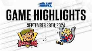 OHL Highlights North Bay Battalion  Barrie Colts Sept 28th 2024 [upl. by Eugaet]