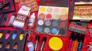 ASMR Stranger Things Makeup Haul Whispered Swatching [upl. by Gelasius91]