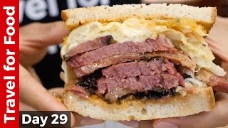 New York City Food Tour  HUGE Pastrami Sandwich at Katz’s Deli and The Halal Guys [upl. by Byers]